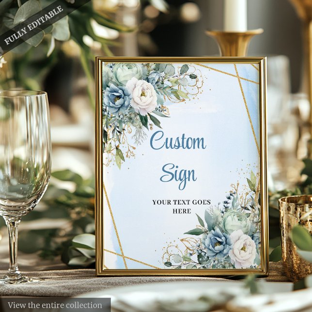 Boho Dusty Blue Eucalyptus Custom DIY Wedding Sign (Boho Dusty Blue Eucalyptus Custom DIY Wedding Sign)