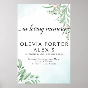 Boho Dusty Blue Eucalyptus Funeral Welcome Sign