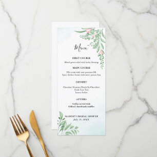 Boho Dusty Blue Eucalyptus Greenery Baby Shower Menu