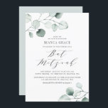 Boho Dusty Blue Eucalyptus Leaves Bat Mitzvah Invitation<br><div class="desc">Greenery bat mitzvah invitation featuring watercolor dusty blue eucalyptus leaves with a whimsical script. Personalise by adding your own details. This eucalyptus invitation is perfect for any bat mitzvah theme and season.</div>