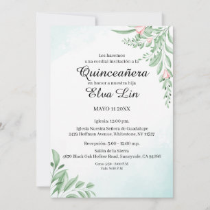Boho Dusty Blue Eucalyptus Quinceanera Save The Date