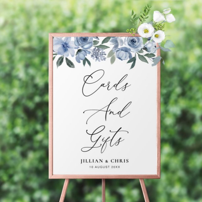 boho dusty blue floral Cards & Gifts sign (Creator Uploaded)