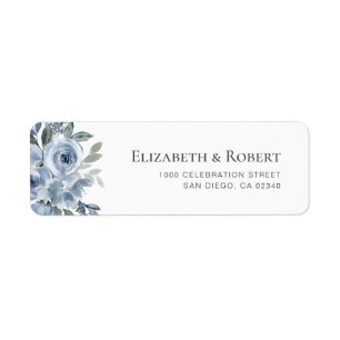 boho dusty blue floral custom address label