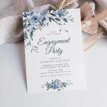 boho dusty blue floral engagement party
