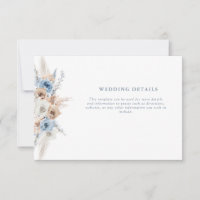 boho dusty blue floral wedding details card