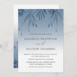 Boho Dusty Blue Pressed Foliage Wedding  Invitatio Invitation