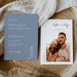 Boho Dusty Blue Simple Elegant Photo Wedding Invitation<br><div class="desc">Create a perfect Wedding invite with this "Modern Minimalist Dusty Blue Invitation" template. This high-quality design is easy to customise to be uniquely yours! 1. === Editing ===> You can further modify this template using Zazzle's design tool. 2. === SAMPLE ===> If you would like to get a sample before...</div>