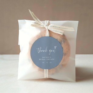 Boho Dusty Blue Thank You Bridal Shower Favour Classic Round Sticker