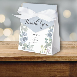 Boho Dusty Blue Watercolor Floral Wedding Favour Box