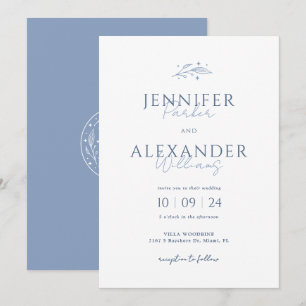 Boho Dusty Blue Wedding Invitation
