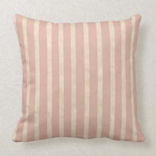 Boho Dusty Blush Pink and Cream Stripes Cushion