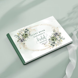 Boho Dusty Green Eucalyptus Bridal Shower Guest  Book