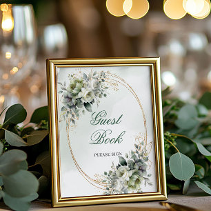 Boho Dusty Green Eucalyptus Guest Book Tabletop