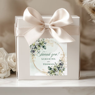 Boho Dusty Green Gift Box Botanical Gold Stickers