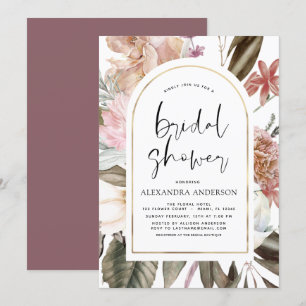 Boho Dusty Pink Burgundy Bridal Shower Invitation