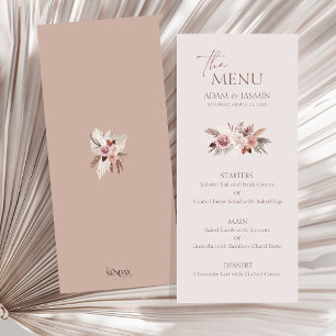 Boho Dusty Pink Dried Flowers Pampas Grass Wedding Menu