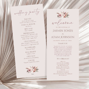 Boho Dusty Pink Dried Flowers Wedding Program