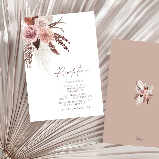 Boho Dusty Pink Dried Flowers Wedding Reception Enclosure Card (Boho Dusty Pink Dried Flowers Wedding Reception Enclosure Card)