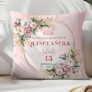 Boho Dusty Pink Flowers Greenery Best Gift Quince Cushion