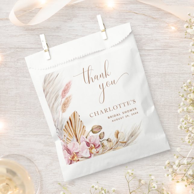 Boho Dusty Pink Gold Pampas Grass | Bridal Shower  Favour Bags (Clipped)