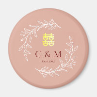 Boho dusty pink leaf wreath modern Chinese wedding