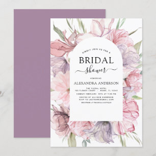 Boho Dusty Pink Purple Bridal Shower Invitation
