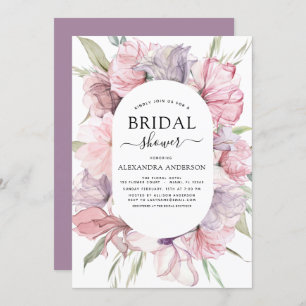 Boho Dusty Pink Purple Bridal Shower Invitation