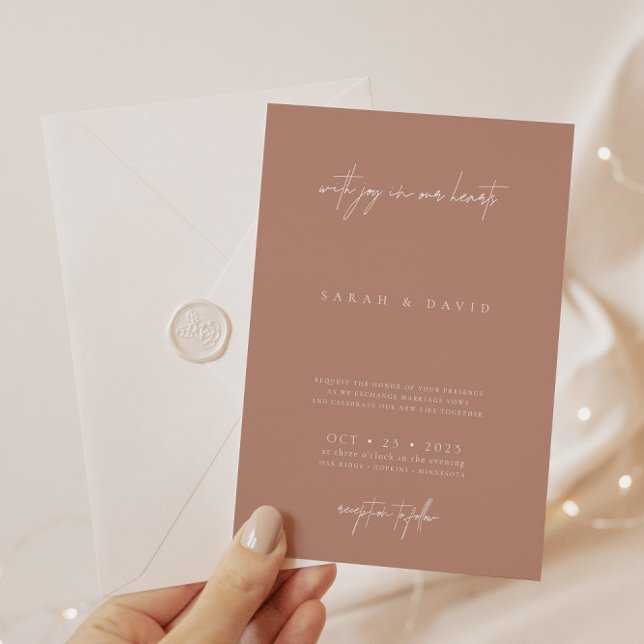 Boho Dusty Rose Blush Pink Minimalist Wedding Invitation (Creator Uploaded)