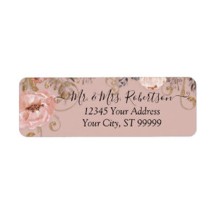 BOHO Dusty Rose Blush Watercolor Fall Gold Floral