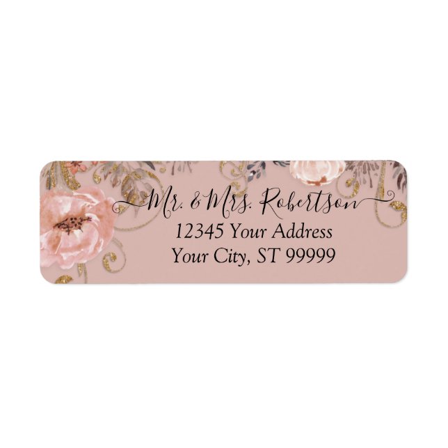 BOHO Dusty Rose Blush Watercolor Fall Gold Floral (Front)