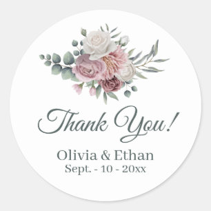 Boho Dusty Rose Boho Bouquet Classic Round Sticker