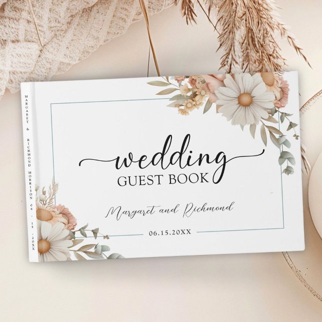 Boho Dusty Rose Floral Wedding Guest Book (Creator Uploaded)