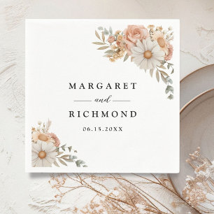 Boho Dusty Rose Floral Wedding Napkin