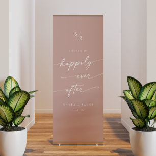 Boho Dusty Rose Pink Happily Ever After Welcome Retractable Banner