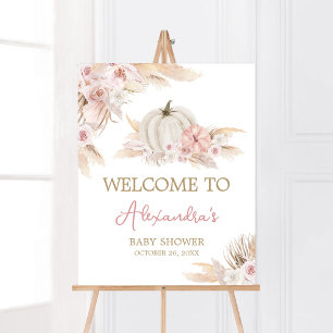 Boho Dusty Rose Pumpkin Baby Shower Welcome Poster