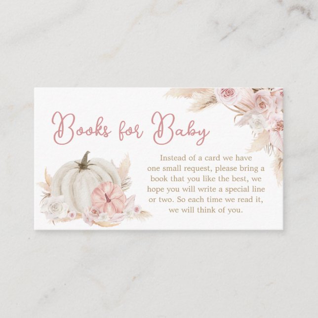 Boho Dusty Rose Pumpkin Books for Baby Enclosure Card (Front)