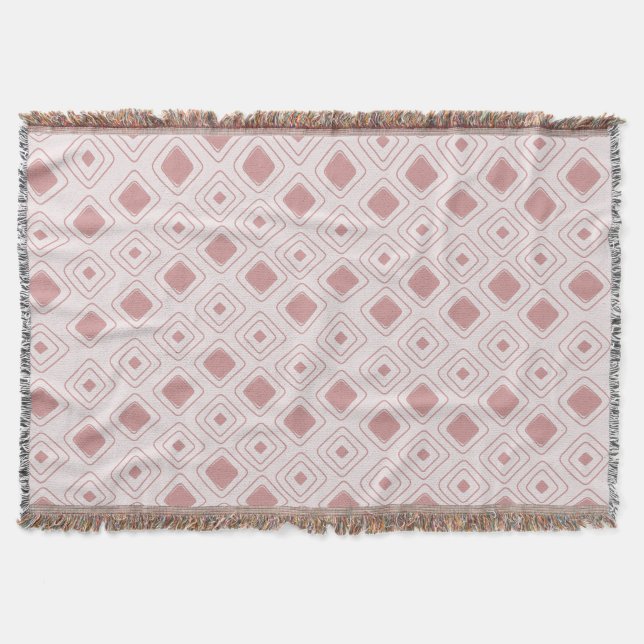 Boho Dusty Rose Tribal Geometric Aztec Pattern Throw Blanket (Front)