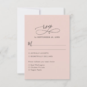 Boho Dusty Rose Wedding Meal Options RSVP Card
