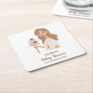 Boho earth mother bouquet of hearts customise square paper coaster