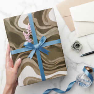 Boho Earth Olive Brown Organic Abstract Pattern Wrapping Paper