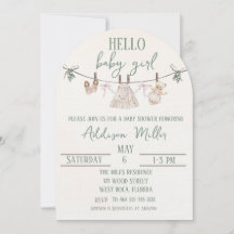 Boho Earth Pink Girl Baby Shower Invitation 