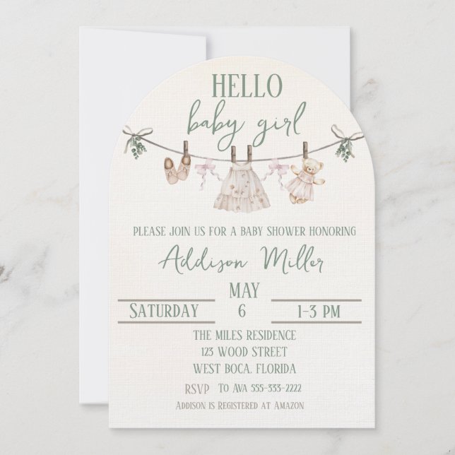 Boho Earth Pink Girl Baby Shower Invitation  (Front)