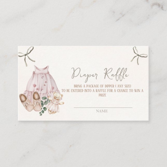 Boho Earth Pink Girl Diaper Raffle  Enclosure Card (Front)