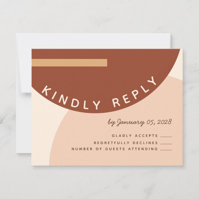 Boho Earth tone Abstract Circles Wedding RSVP Invitation (Front)