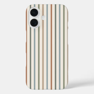 Boho Earth Tone Vertical Stripes Minimalist Patter iPhone 16 Case