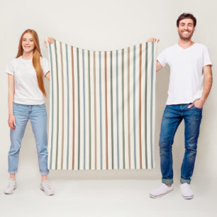 Boho Earth Tone Vertical Stripes Minimalist Patter Fleece Blanket