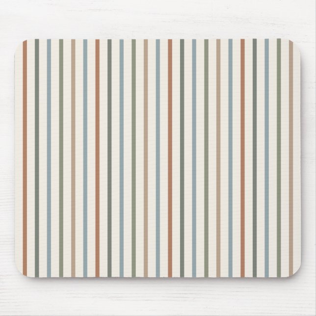 Boho Earth Tone Vertical Stripes Minimalist Patter Mouse Mat (Front)