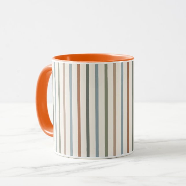 Boho Earth Tone Vertical Stripes Minimalist Patter Mug (Front Left)