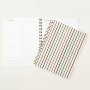 Boho Earth Tone Vertical Stripes Minimalist Patter Planner