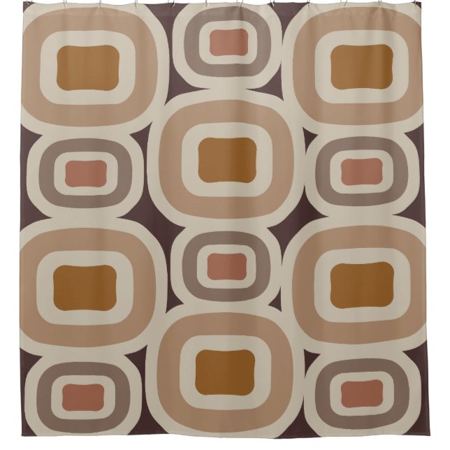 Boho Earth Tones Abstract Shapes Shower Curtain (Front)